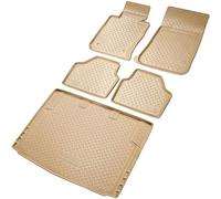 RECAMBO Juego de Alfombrillas de Goma y Bandeja para Maletero para BMW X1, Tipo E84, año de fabricación 2009 2015, 100% a Medida, Alfombrillas y Maletero de TPE Antideslizante, Color Beige