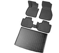 RECAMBO Juego de Alfombrillas de Goma y Bandeja para Maletero para BMW X1 | Tipo F48 | a Partir de 2015-100% a Medida para Coche y Maletero de TPE Antideslizante, Color Negro