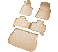 RECAMBO Juego de Alfombrillas de Goma y Bandeja para Maletero para BMW X5, Tipo E53, año de fabricación 1999 2006, 100% a Medida, Alfombrillas y Maletero de TPE Antideslizante Color Beige