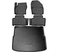 RECAMBO Juego de Alfombrillas de Goma y Bandeja para Maletero para Ford S-MAX I | WA6 | 2006 2014 100% Ajuste, Alfombrillas y Maletero de TPE Antideslizante, Color Negro