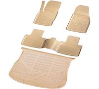 RECAMBO Juego de Alfombrillas de Goma y Bandeja para Maletero para Range Rover Evoque I | L538, LV | 2011-2018 100% a Medida para Coche y Maletero de TPE Antideslizante, Color Beige