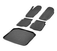 RECAMBO Juego de Alfombrillas de Goma y Bandeja para Maletero para VW Polo | Tipo 9N 9N3 | 2001 2009 100% Alfombrillas para Coche y Maletero de TPE Antideslizante Negro