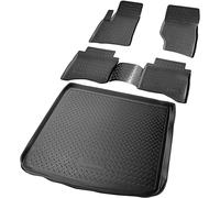 Recambo Juego de Alfombrillas de Goma y Bandeja para Maletero para VW Touareg I | Tipo 7L | 2002 2010 100% Alfombrillas para Coche y Maletero de TPE Antideslizante Negro