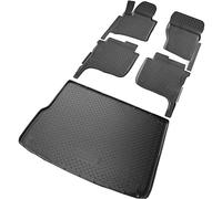 RECAMBO Juego de Alfombrillas de Goma y Bandeja para Maletero para VW Touareg II, 7P | 2010 2018 | 4 Zonas climáticas automáticas 100% Ajuste, Alfombrillas y Maletero de TPE