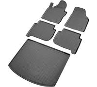 Recambo Juego de Alfombrillas de Goma y Bandeja para Maletero para VW Touran I, Tipo 1T | 2003 2015 100% Ajuste, Alfombrillas y Maletero de TPE Antideslizante, Color Negro