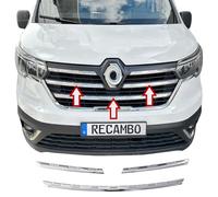 RECAMBO Marco de acero inoxidable para parrilla frontal, moldura cromada brillante para acabado óptico, integración de vehículos a medida, apto para Renault Trafic | a partir de 2021 | Facelift