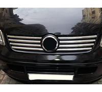 RECAMBO | Parrilla frontal | compatible para VW T5 Transporter | 2003-2009 | Listones acero inoxidable cromado | Embellecedor protector de radiador