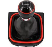 Recambo | Pomo + funda para VW Jetta V, 1K2, 2005-2010 | para palanca de cambios de 6 marchas | negro rojo con marco.