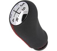 Recambo Pomo para palanca de cambios de 5 marchas, apto para Dacia Sandero I + II, 2008-2020, Plug & Play, palanca de cambios de coche, color negro con costuras rojas