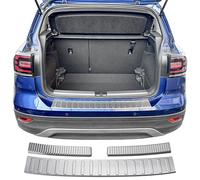 RECAMBO Protector de parachoques de acero inoxidable - apto para VW T-Cross | C11 | año de fabricación a partir de 2018 juego de 2 piezas en aspecto cepillado para parachoques interior y exterior con