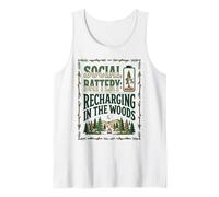 Recarga de batería Social en el Bosque Divertido Arte de Camping Camiseta sin Mangas