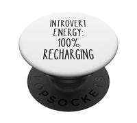 Recarga de energía introvertida Divertida Cita de Tiempo Tranquilo Cuidado Personal PopSockets PopGrip Adhesivo