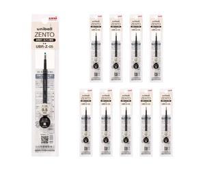 Recarga de Tinta a Base de Agua uniball ZENTO UBR-Z-05, Punta Fina de 0.5mm, Negra, Compatible con Bolígrafos uniball ZENTO, UBRZ05.24, Paquete de 10