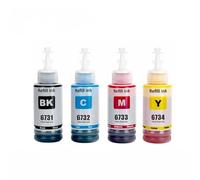 Recarga de Tinta de Tinte a Granel Compatible para L805 L850 L810 L800 L1800 Impresoras T673 T6731(4Bottle-BKCMY)