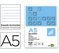 Recarga Din A5 120+20 F Horizontal 6 Agujeros Sin Bordes Bandas 5 Colores Papel 70 Gr