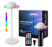 Recargable Lámpara LED de Mesa, Lampara para botella sin cable, Lámpara en forma de planeta,3000-6500k + Regulable RGB, Control Táctil y Remoto,11 Colores para Dormitorio, Terraza, el exterior
