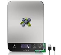 [ Recargable y 15KG ] Bascula Cocina Digital de, Balanza Cocina USB C de Acero Inoxidable, Peso de Cocina Precisión de 1g, Bascula de Cocina Multifuncional con Función de Tara