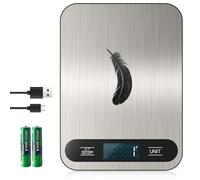 [ Recargable y 15KG ] Bascula Cocina Digital de, Balanza Cocina USB C de Acero Inoxidable, Peso de Cocina Precisión de 1g, Bascula de Cocina Multifuncional con Función de Tara (B10)