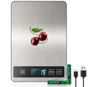 [ Recargable y 15KG ] Bascula Cocina Digital de, Balanza Cocina USB C de Acero Inoxidable, Peso de Cocina Precisión de 1g, Bascula de Cocina Multifuncional con Función de Tara