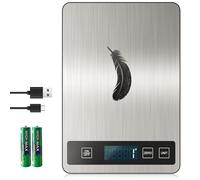 [ Recargable y 15KG ] Bascula Cocina Digital de, Balanza Cocina USB C de Acero Inoxidable, Peso de Cocina Precisión de 1g, Bascula de Cocina Multifuncional con Función de Tara