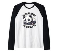RECARGANDO 1 Percent Siesta Panda Durmiendo Espalda Patas Camiseta Manga Raglan
