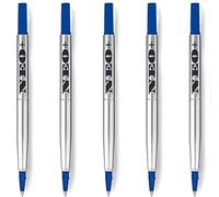 Recargas de bolígrafo Quink de calidad de punta fina de 0.5 mm - Compatible con Parker (5 x TINTA AZUL)