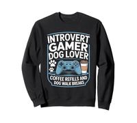 Recargas de café para Amantes de los Perros introvertidos Gamer y pausas para pasear Perros Sudadera