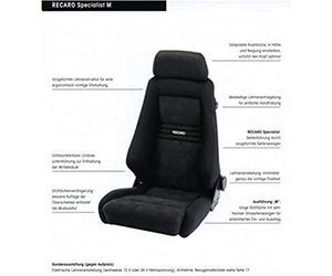 Recaro RC040000S08 Specialist S Asiento Ergonómico de Dinámica a Medida Encargo de Piel Artificial para Piloto y Copiloto
