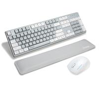 RECCAZR Combo de teclado y mouse inalámbricos, teclado inalámbrico de computadora de 2.4 GHz, sin frío, mouse ergonómico ajustable de 3 DPI, compatible con Mac Windows (gris)