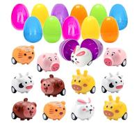 Reccisokz 12 Piezas De Huevos Sorpresa De Pascua, Con Animales Y Mini Coches, Para Interacciones Entre Padres E Hijos, Regalos De CumpleañOs Y BúSquedas Del Tesoro