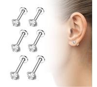 Reccisokz 3 Pares De Pendientes De Piercing En Acero Inoxidable Con Cartílago De 3 Mm Helix Monroe Piercing Stud Jewelry 6 Mm 8 Mm 10 Mm