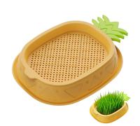 Reccisokz Bandeja para Germinar Semillas y Hierba para Gatos con Forma de Piña, Sistema Hidropónico de Doble Capa 18x14 cm, Germinador para Microgreens sin Tierra, Kit de Cultivo Indoor Decorativo