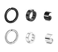 Reccisokz Juego De 3 Piezas De Aretes De Aro Para Hombre,Aretes De Acero Inoxidable Plateado Mate Para Hombre/Mujer Aretes De Aro Clásicos