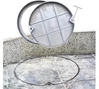 Reced - Tapa redonda de acero inoxidable para boca y tapa de acceso invisible para tanque séptico con gancho de elevación integrado (diámetro 75 cm)