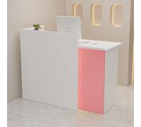 Recepción escritorio Negociación Mesa Muebles de ordenador Cash Register Contador Lockable Cajón Bienvenido Escritorio Oficina Muebles Salón de belleza Blanco y Rosa 80x50x100 cm