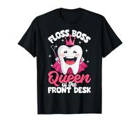 Recepcionista dental del diseño divertido del jefe del hilo dental para la odontología Camiseta