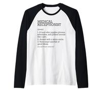 Recepcionista Médico Definición de Trabajo Personalizado Divertido Camiseta Manga Raglan