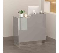 Reception Desk Negotiation Table with Open Shelves LED Light Counter Lockable Drawer Welcome Desk for Office Business Lobby Gray B 60cm/23"Modern Design & Functional