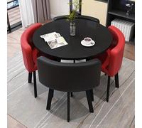 Reception Desk Round Negotiation Table for 4 Red Dining Set Modern Conference Furniture Stylish Meeting Room Table Perfect for Office & Home Use