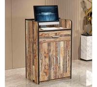 Reception Desk with Lockable Drawer Negotiation Table Brown Storage Gabinete 60cm/23.6in Ideal para salón y área de recepción Área Espacio de almacenamiento Diseño Moderno