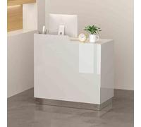 Reception Desk with Open Shelves LED Light Lockable Drawer Welcome Table for Office Business Lobby Negotiation Diseño Moderno Superficie Durable