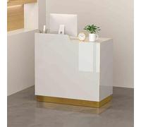 Reception Desk with Open Shelves LED Lighted Cash Register Secure Drawer Welcome Desk for Office Trade Lobby Meeting RoomStylish and Functional Reception Furniture