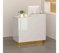 Reception Desk with Open Shelves LED Lighted Checkout Counter Lockable Drawer Welcome Desk for Office Business Lobby Trade Show Elegante Recepción Muebles