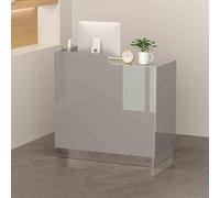 Reception Desk with Open Shelves LED Lighted Counter & Lockable Drawer Welcome Desk for Office Retail LobbyNegotiation Table for Professional Spaces