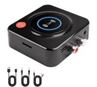 Receptor Bluetooth 5.1 HiFi, Adaptador Bluetooth Audio, Inalámbrico con Adaptador de Audio AUX 3,5 mm y RCA, Llamadas Hands-Free, para Altavoz, Coche, Estéreo, Alcance 10 M, Negro