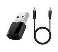 Receptor Bluetooth 5.1 USB, Dongle USB Bluetooth Audio con Cable de 3,5 mm Micrófono, Adaptador para Coche y Audio HD, Receptor de Música para Estéreo Coche, Compatible con Altavoces Auriculares
