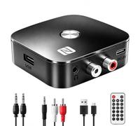 Receptor Bluetooth 5.3 HiFi con NFC, RCA, AUX 3,5 mm y Reproducción USB | Adaptador de audio para amplificador, altavoces activos, minicadena y coche; uso con móvil, tableta, portátil y ordenador