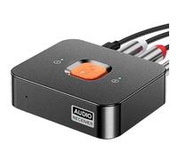 Receptor Bluetooth 6.0 con conector jack de 3,5 mm y RCA, adaptador de audio HiFi con modo de graves para estéreo y altavoces, receptor inalámbrico azul para smartphone, tablet y receptor AV