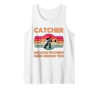 Receptor de béisbol Porque los lanzadores Necesitan héroes Demasiado Vintage Camiseta sin Mangas