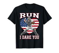Receptor de béisbol Vintage Run I Dare You, Divertido para niños Camiseta